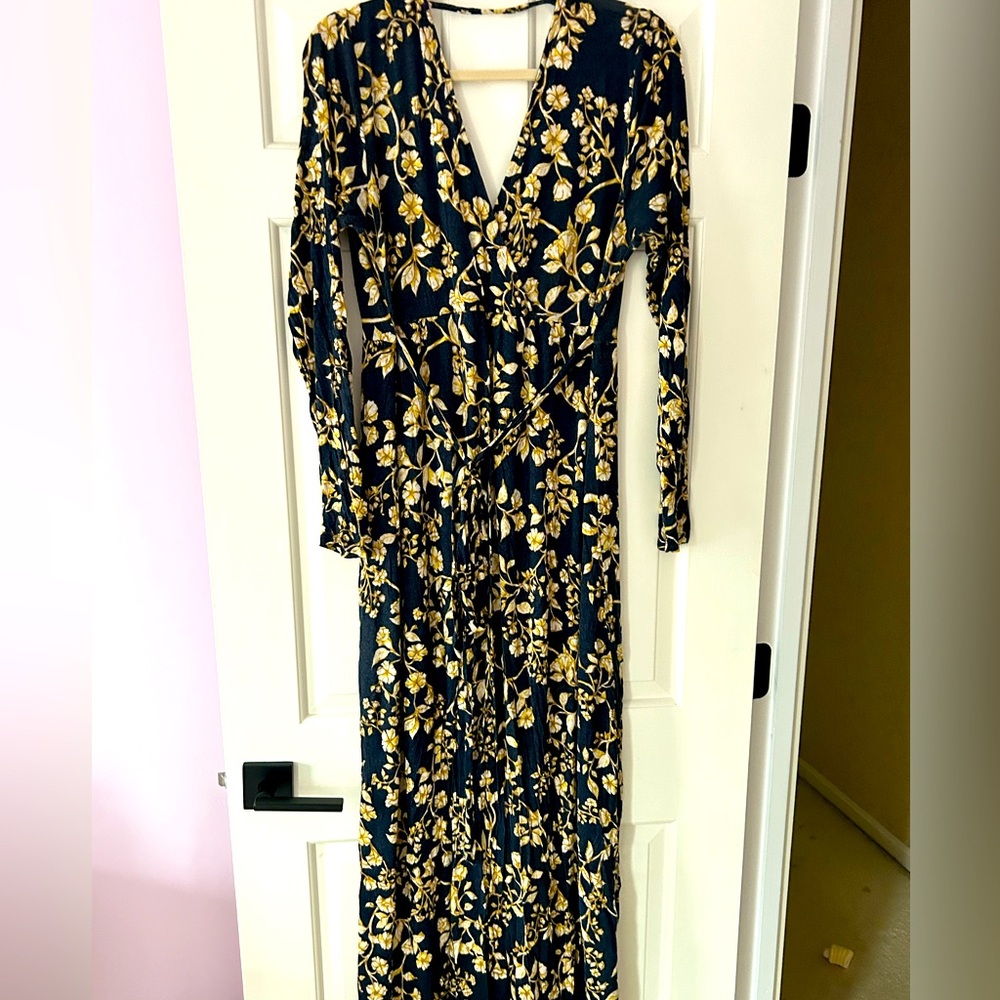Maternity, long sleeve, stretch cotton, floral maxi dress - worn once!